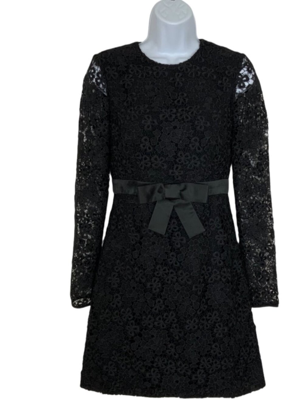 Jill By Jill Stuart Lace Dress 0 Black Long Sleeve Mini Bow